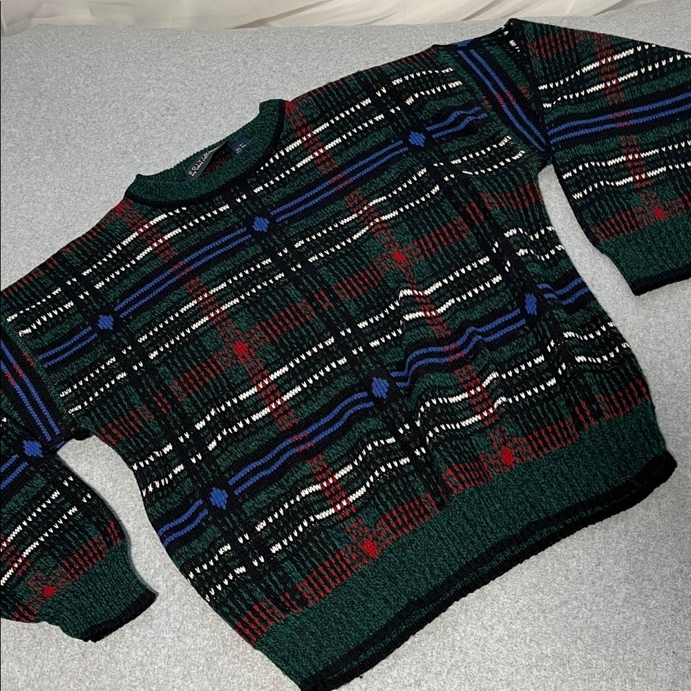 Vintage 90s Y2K Knit Sweater Mens Large Grunge Moody